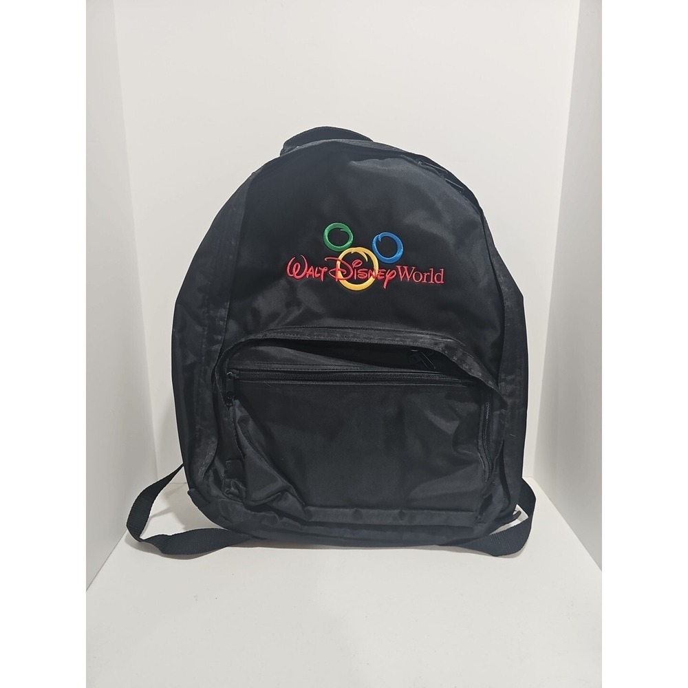 VINTAGE Walt Disney World Backpack 90s Retro Book Bag Tote Mickey Embroidered‎